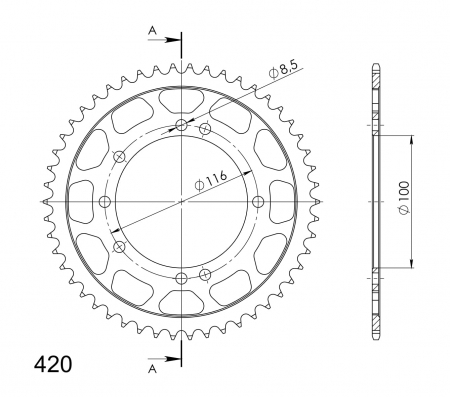 Foaie spate SUPERSPROX RFE-457:50-BLK Negru 50T, 420 [1]