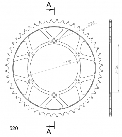 Foaie spate SUPERSPROX RFE-460:52-BLK Negru 52T, 520 [1]