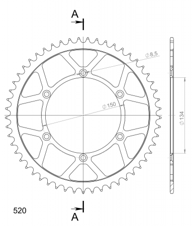 Foaie spate SUPERSPROX RFE-460:53-BLK Negru 53T, 520 [1]