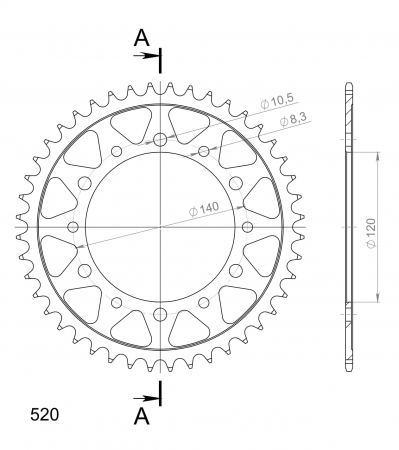 Foaie spate SUPERSPROX RFE-475:44-BLK Negru 44T, 520 [1]