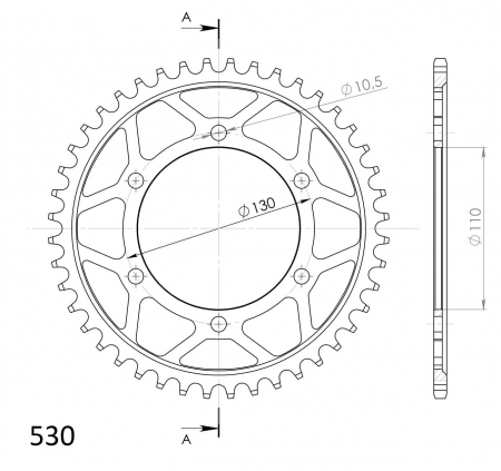 Foaie spate SUPERSPROX RFE-479:44-BLK Negru 44T, 530 [1]