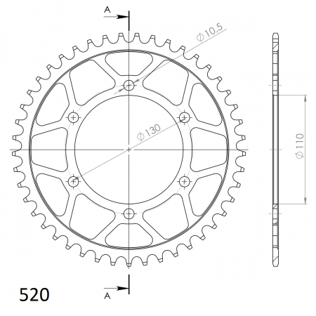 Foaie spate SUPERSPROX RFE-486:44-BLK Negru 44T, 520 [1]