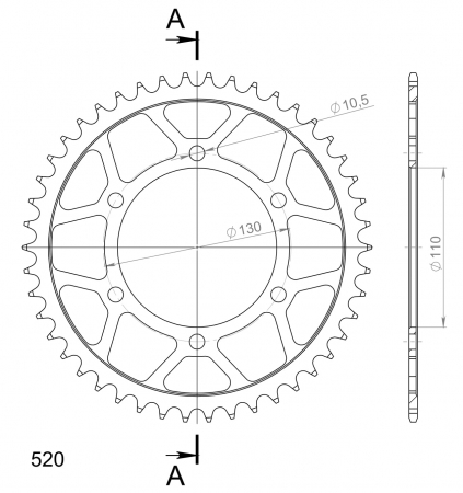 Foaie spate SUPERSPROX RFE-486:46-BLK Negru 46T, 520 [1]