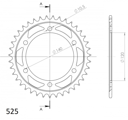 Foaie spate SUPERSPROX RFE-498:39-BLK Negru 39T, 525 [1]