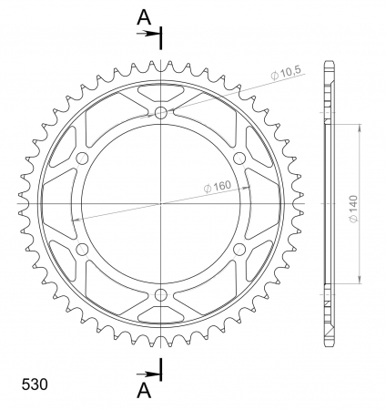 Foaie spate SUPERSPROX RFE-502:48-BLK Negru 48T, 530 [1]