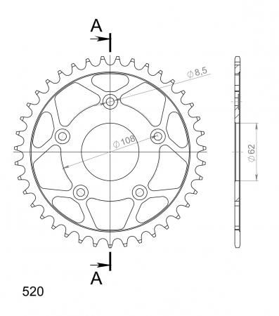 Foaie spate SUPERSPROX RFE-701:39-BLK Negru 39T, 520 [1]