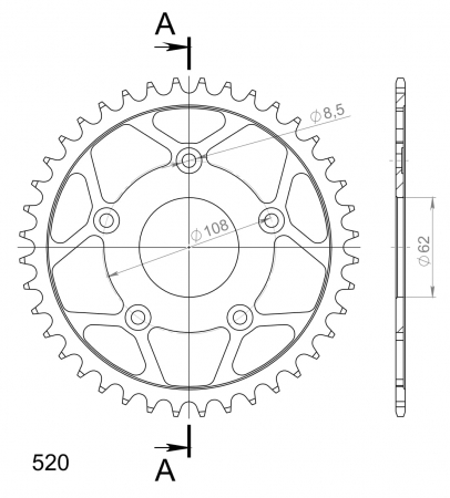 Foaie spate SUPERSPROX RFE-701:40-BLK Negru 40T, 520 [1]