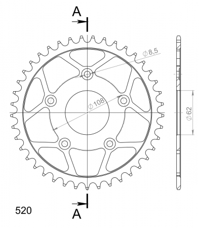 Foaie spate SUPERSPROX RFE-701:41-BLK Negru 41T, 520 [1]