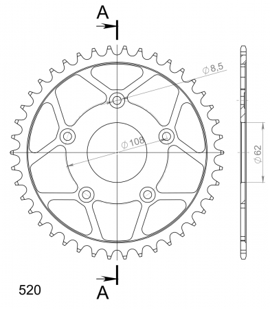 Foaie spate SUPERSPROX RFE-701:42-BLK Negru 42T, 520 [1]