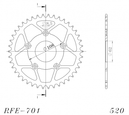 Foaie spate SUPERSPROX RFE-701:43-BLK Negru 43T, 520 [1]