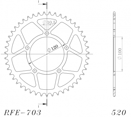 Foaie spate SUPERSPROX RFE-703:44-BLK Negru 44T, 520 [1]