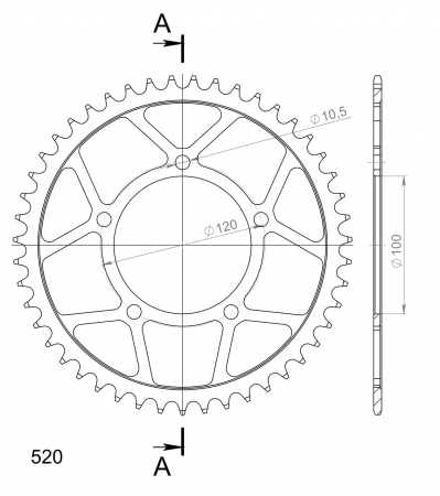 Foaie spate SUPERSPROX RFE-703:47-BLK Negru 47T, 520 [1]