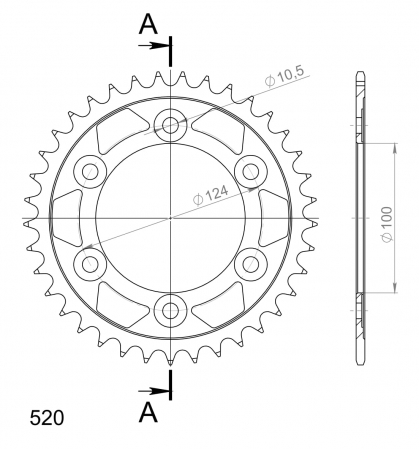 Foaie spate SUPERSPROX RFE-735:37-BLK Negru 37T, 520 [1]