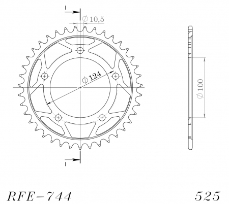 Foaie spate SUPERSPROX RFE-744:39-BLK Negru 39T, 525 [1]