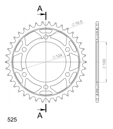 Foaie spate SUPERSPROX RFE-745:38-BLK Negru 38T, 525 [1]
