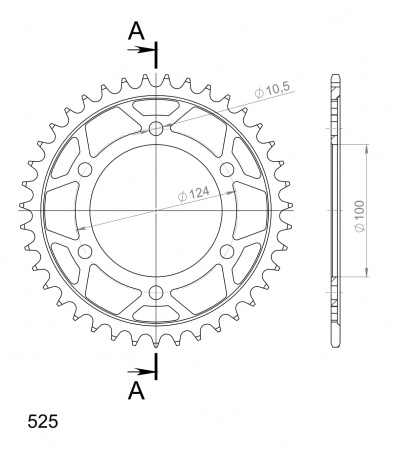Foaie spate SUPERSPROX RFE-745:39-BLK Negru 39T, 525 [1]