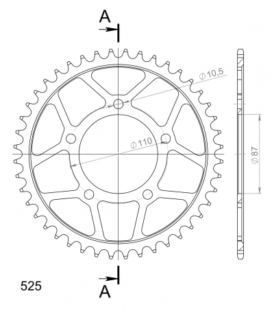 Foaie spate SUPERSPROX RFE-807:44-BLK Negru 44T, 525 [1]