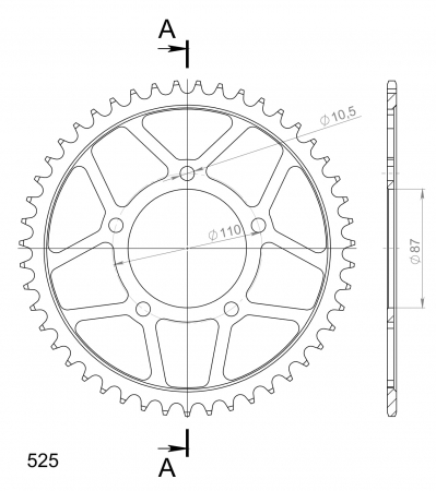 Foaie spate SUPERSPROX RFE-807:47-BLK Negru 47T, 525 [1]