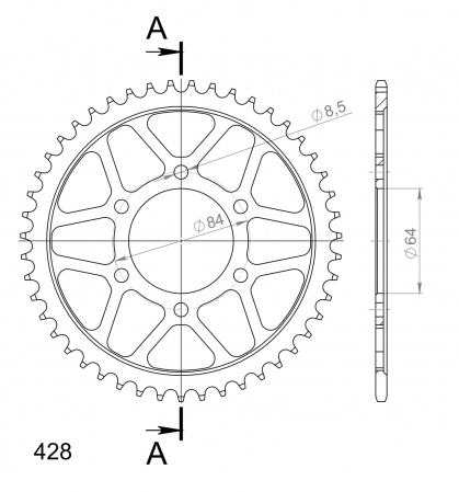 Foaie spate SUPERSPROX RFE-809:47-BLK Negru 47T, 428 [1]