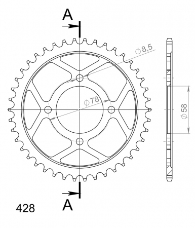 Foaie spate SUPERSPROX RFE-810:42-BLK Negru 42T, 428 [1]