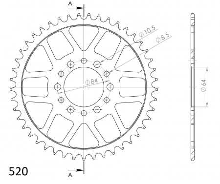 Foaie spate SUPERSPROX RFE-811:45-BLK Negru 45T, 520 [1]