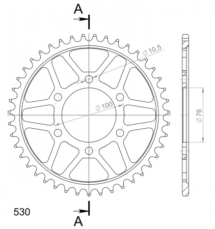 Foaie spate SUPERSPROX RFE-816:43-BLK Negru 43T, 530 [1]