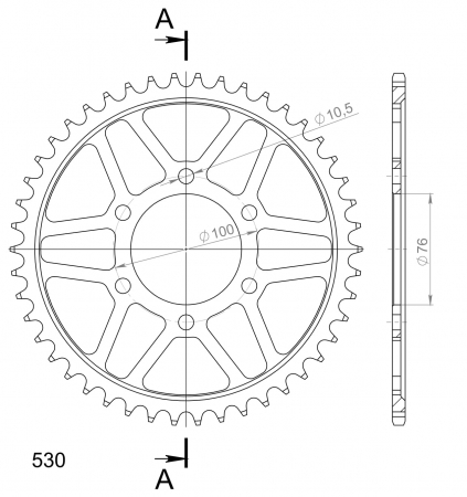 Foaie spate SUPERSPROX RFE-816:46-BLK Negru 46T, 530 [1]