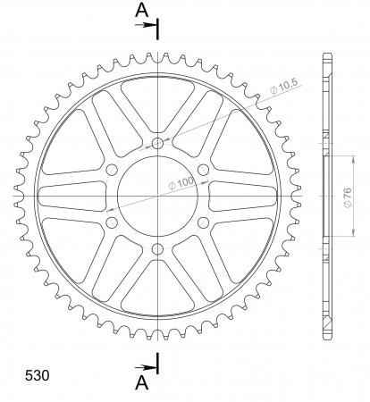 Foaie spate SUPERSPROX RFE-816:52-BLK Negru 52T, 530 [1]