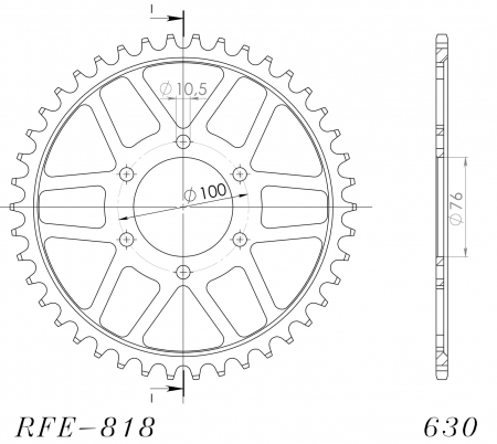 Foaie spate SUPERSPROX RFE-818:42-BLK Negru 42T, 630 [1]