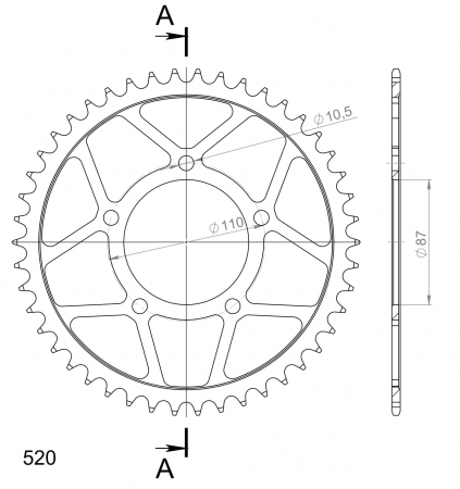 Foaie spate SUPERSPROX RFE-823:46-BLK Negru 46T, 520 [1]