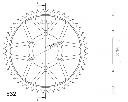 Foaie spate SUPERSPROX RFE-827:48-BLK Negru 48T, 532 [1]