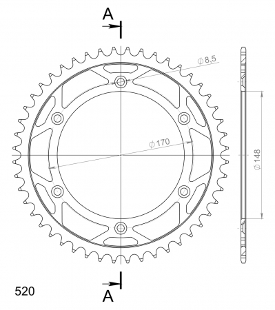 Foaie spate SUPERSPROX RFE-828:48-BLK Negru 48T, 520 [1]