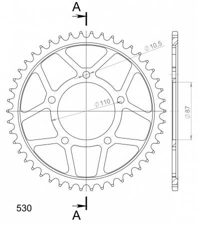Foaie spate SUPERSPROX RFE-829:46-BLK Negru 46T, 530 [1]