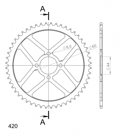 Foaie spate SUPERSPROX RFE-832:52-BLK Negru 52T, 420 [1]