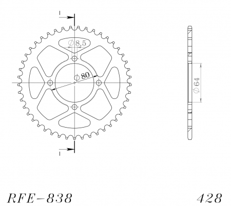 Foaie spate SUPERSPROX RFE-838:45-BLK Negru 45T, 428 [1]