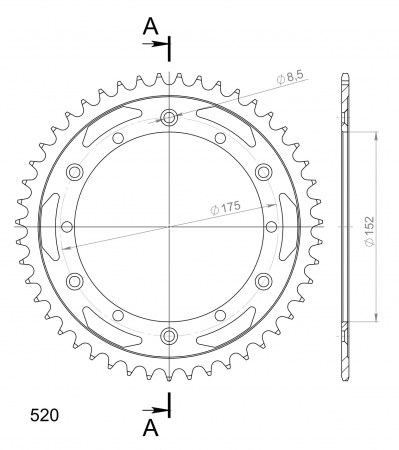 Foaie spate SUPERSPROX RFE-853:47-BLK Negru 47T, 520 [1]