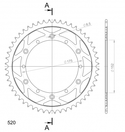 Foaie spate SUPERSPROX RFE-853:52-BLK Negru 52T, 520 [1]