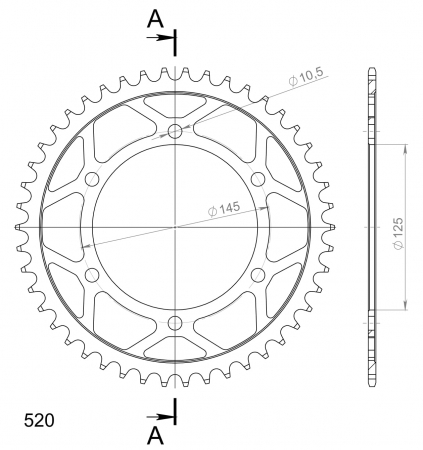 Foaie spate SUPERSPROX RFE-855:46-BLK Negru 46T, 520 [1]