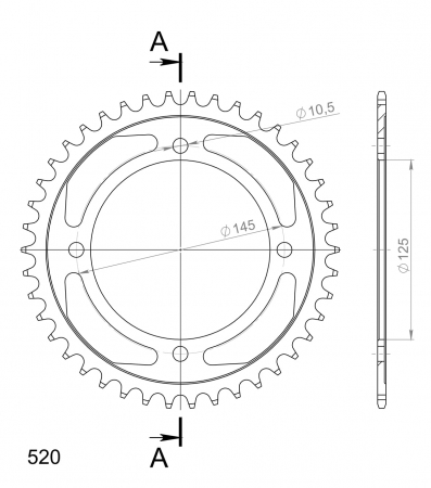 Foaie spate SUPERSPROX RFE-857:42-BLK Negru 42T, 520 [1]