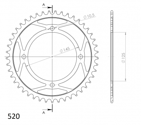 Foaie spate SUPERSPROX RFE-857:45-BLK Negru 45T, 520 [1]