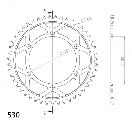 Foaie spate SUPERSPROX RFE-859:47-BLK Negru 47T, 530 [1]