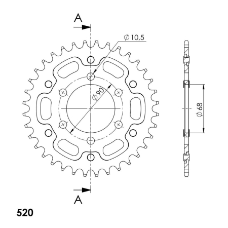 Foaie spate SUPERSPROX STEALTH RST-1223:36-GLD auriu 36T, 520 [1]