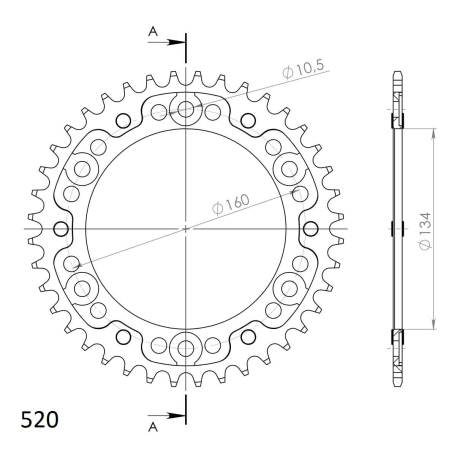 Foaie spate SUPERSPROX STEALTH RST-1308:40-GLD auriu 40T, 520 [1]
