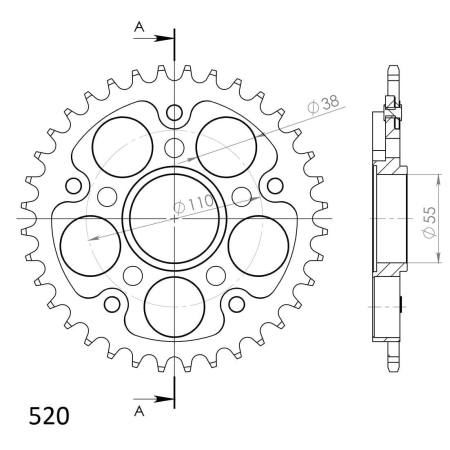 Foaie spate SUPERSPROX STEALTH RST-736:36-GLD auriu 36T, 520 [1]
