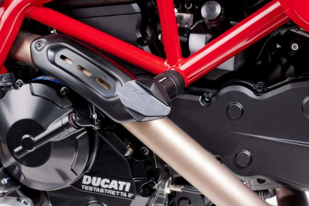 Piese moto - Frame sliders PUIG R12 6557N black with grey rubber