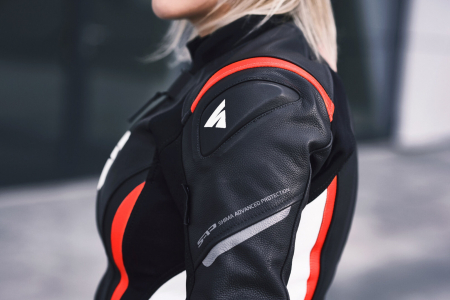 Geaca de piele SHIMA Miura 2.0 Lady, Rosu si Alb - lichidare stoc! [3]