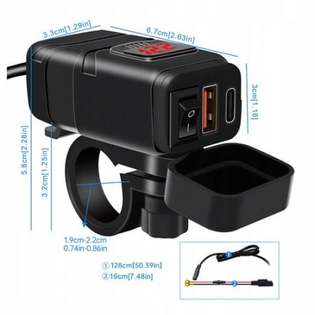 Incarcator USB moto FreedConn MC1N-PD pentru ghidon [6]