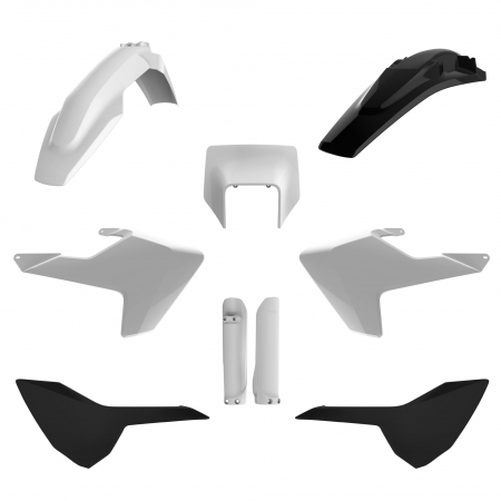 Piese moto - Kit plastice POLISPORT 91506 White/Black
