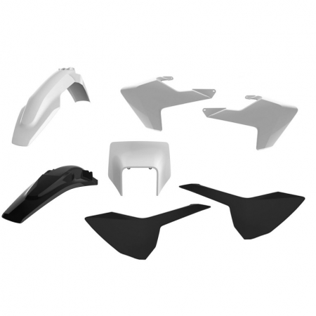 Piese moto - Kit plastice POLISPORT alb/negru
