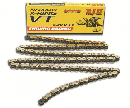 Piese moto - Lant de curse pt. enduro D.I.D Chain 520VT2 (520ERVT) 120 zale Gold/Black (Gold/Gold)